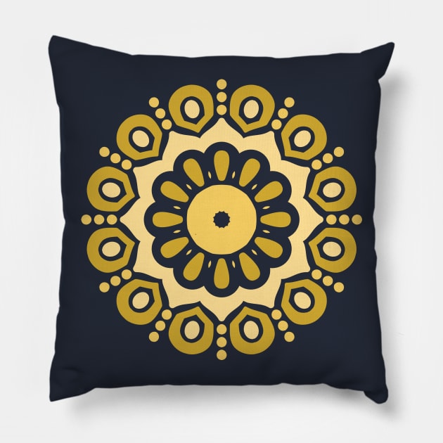 Gold Spiral Mandala Deux Pillow by machmigo