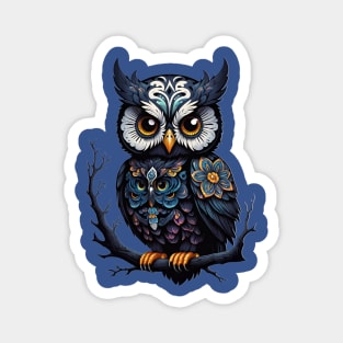 Owl Dia De Los Muertos Magnet