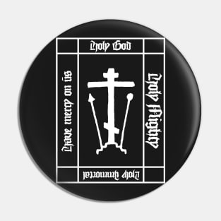 Trisagion Prayer Eastern Orthodox Cross Gothic Pin