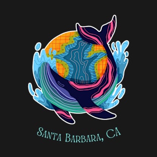 Santa Barbara California Colorful Abstract Indigo Whale T-Shirt