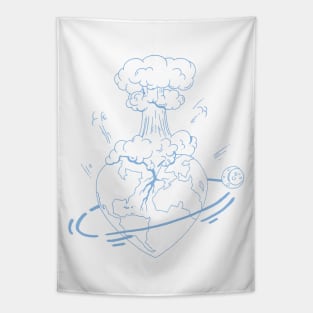 Light Blue Atomic Heart Tapestry