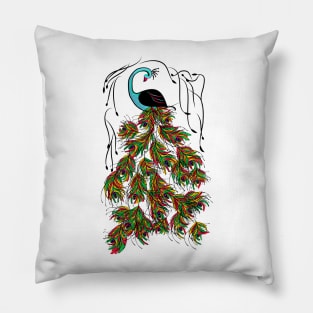 Vibrant Jungle Peacock Pillow