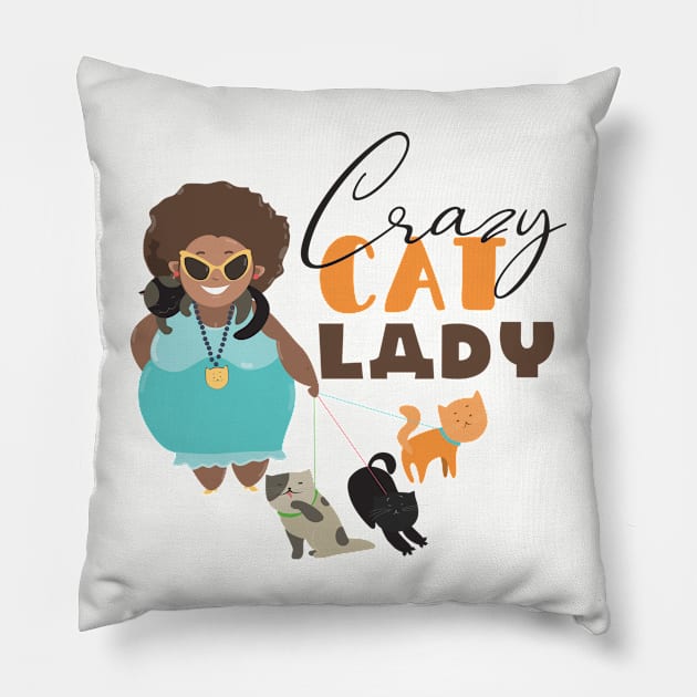 Crazy Cat Lady Pillow by VintageArtwork