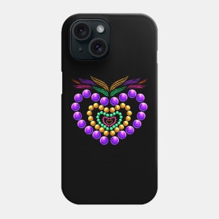 Purple, Yellow Golden And Green Beads Heart For Mardi Gras Phone Case