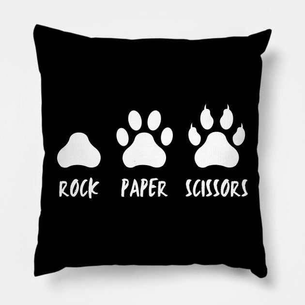 Rock Paper Scissors Cat Paw Print Pillow by Caregiverology