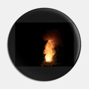 Realistic fiery explosion, orange color with sparks on a black background Pin