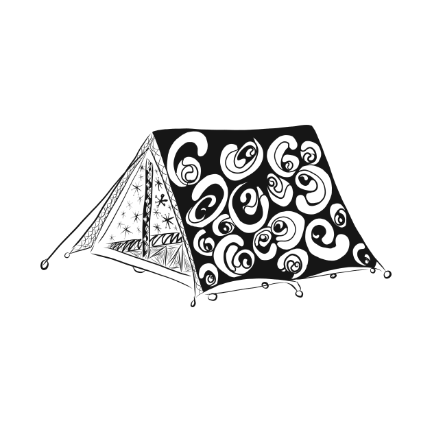 Camping Tent Line Drawing by littlecurlew