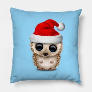 Christmas Hedgehog Wearing a Santa Hat Pillow