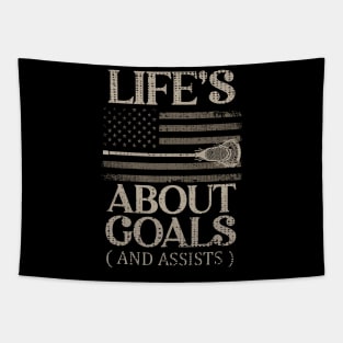 Life's About Goals Lacrosse Tapestry