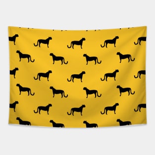 Cheetah Silhouettes Black on Yellow Tapestry