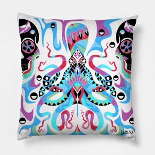 the magical kraken kaiju pattern art in ecopop wallpaper Pillow