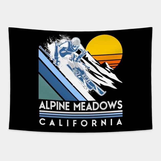 Alpine Meadows California Retro Ski Tapestry by Styleuniversal