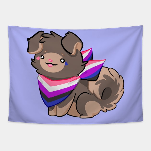 Proud Pupper (Genderfluid) Tapestry by Ribombyliidae