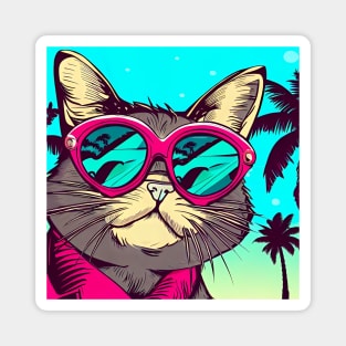 Chill cat IN SUMMER! (Background) Magnet