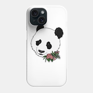 Cute Panda Bear Face Floral Phone Case