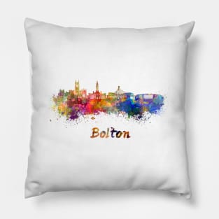 Bolton skyline in watercolor Pillow