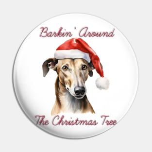 Christmas Greyhound Dog in Santa Hat Pin