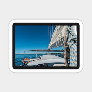 Sailing boat wide angle view in the sea Magnet