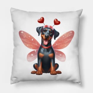 Valentine Fairy Doberman Dog Pillow