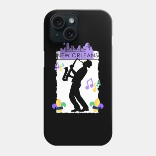 Purple New Orleans Louisiana Mardi Gras City Skyline Music Jazz Travel holidays Phone Case