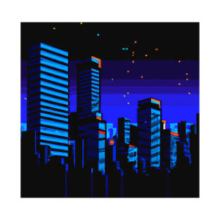 Pixel art cyberpunk cities 4 T-Shirt