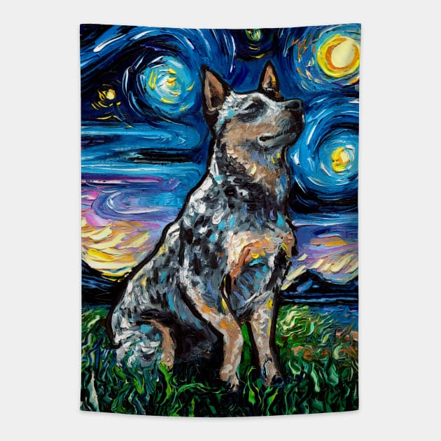 Blue Heeler Night Tapestry by sagittariusgallery