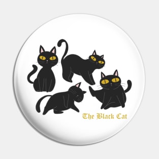 Cute Black Cat Illustration Pin