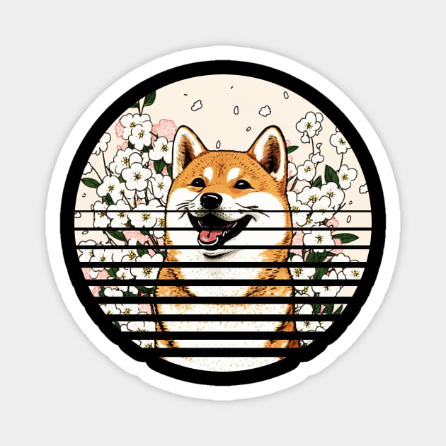 Shiba Inu Dog, Cherry Blossom, Japanese Style Magnet by logiamerch