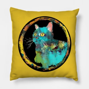 What do you mean? Artsy Blue Cat Pillow