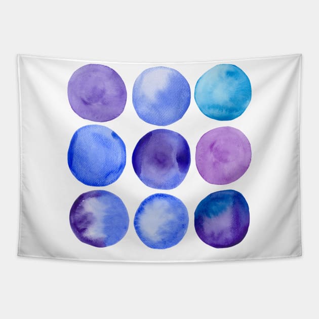 Watercolour blue dots Tapestry by MashaVed