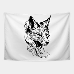 Minimalist Kitsune 3: Modern Interpretation of Japanese Mythical Creature Tapestry