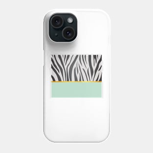 Black and white zebra print on green, golden lining Phone Case