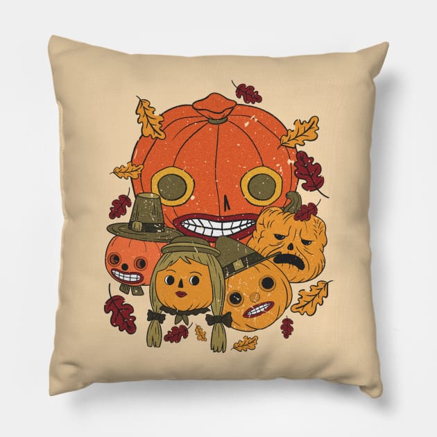 Pottsfield Pumpkins Pillow by RetroPandora