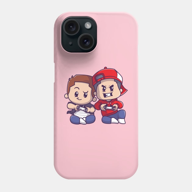 Cute Couple Boy Playing Game Cartoon Phone Case by Catalyst Labs