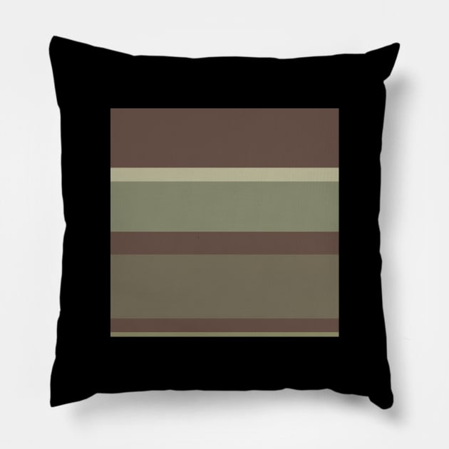A subtle stew of Quincy, Grey Brown, Brown Grey, Putty and Artichoke stripes. - Sociable Stripes Pillow by Sociable Stripes