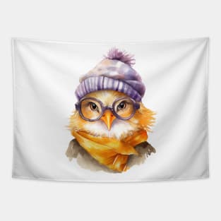 Cozy Chicken in a Purple Hat Tapestry