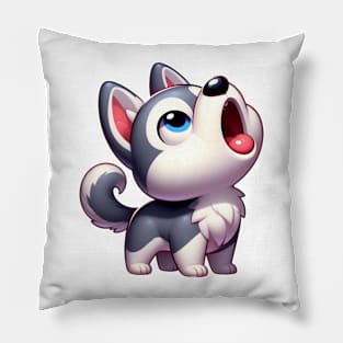 Cute Howling Husky Puppy Pillow