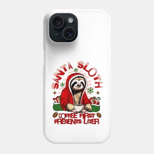 Santa sloth sipping coffee Phone Case