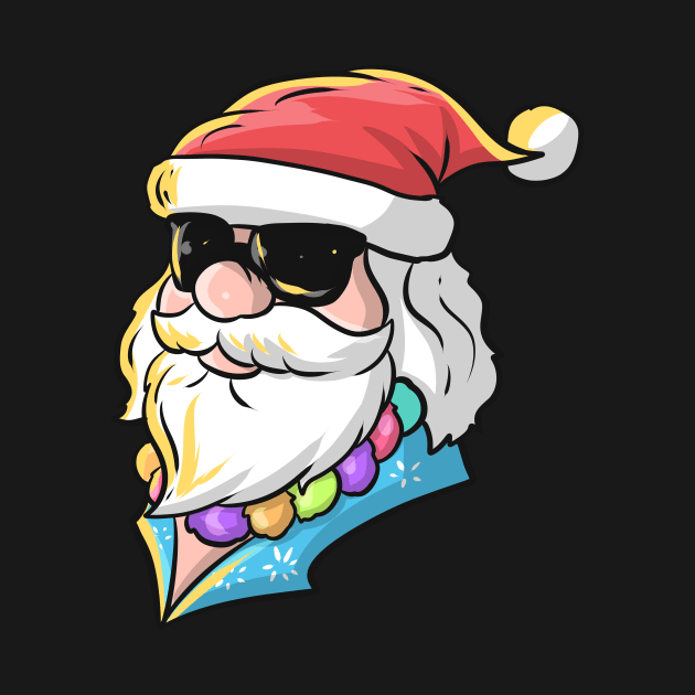 Santa In Hawaiian Shirt And Sunglasses For Christmas In July by SinBle