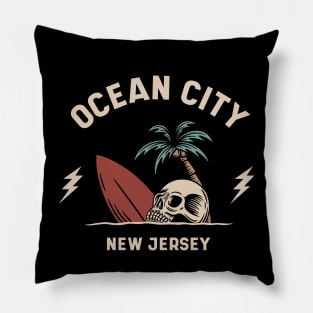 Vintage Surfing Ocean City, New Jersey Pillow