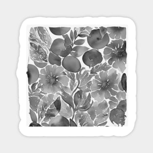 Black and White Flowers Pattern - PanfurWare LLC Magnet