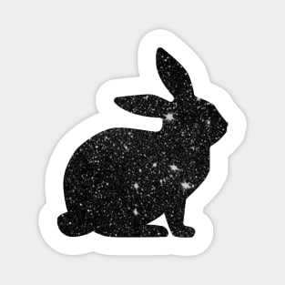 Black Faux Glitter Easter Bunny Magnet