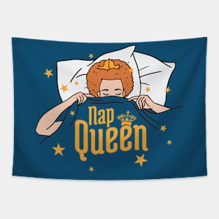 Funny Nap Queen Cartoon Redhead // Sleepy Girl Tapestry