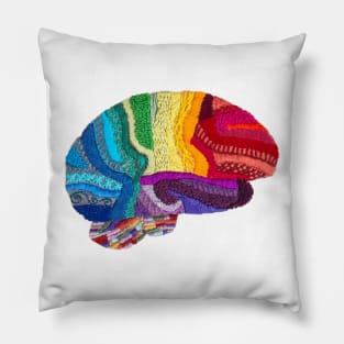 Sampler Brain - Embroidered Look - Rainbow Brain Pillow