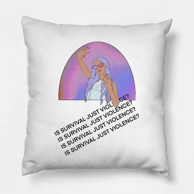 Survival - Bad Translation Surreal English Quote Pillow by raspberry-tea