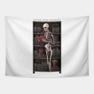 Never Stop Reading - Death Skull Book Gift Tapestry