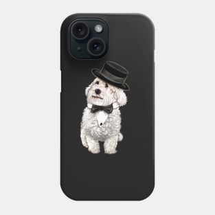 cavalier king charles spaniel fancy dress 2022 best gifts for dog lovers,  white Cavapoo Cavoodle in formal wear bow tie and top hat Phone Case