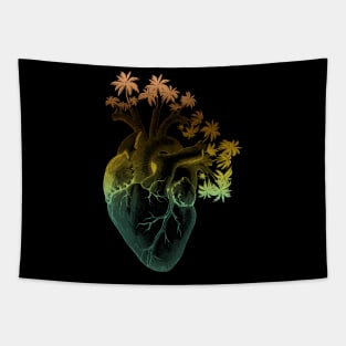 Anatomically Correct Human Heart - Palm Trees Tapestry