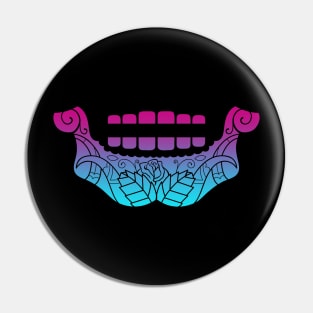 Wide Sugar Skull Jaw Print Vaporwave Pin