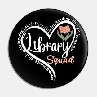 Library Squad Library Worker Librarian Heart Book Lovers Pin